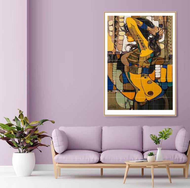 Original Abstract Expressionism Women Painting by Artist Gurdish Pannu