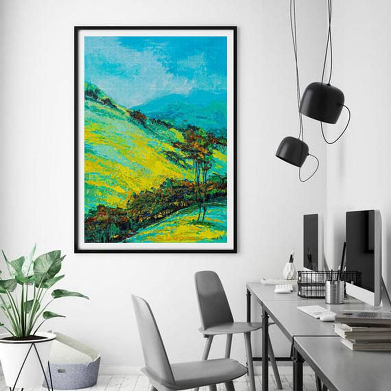 Original Art Deco Nature Painting by Artist Gurdish Pannu