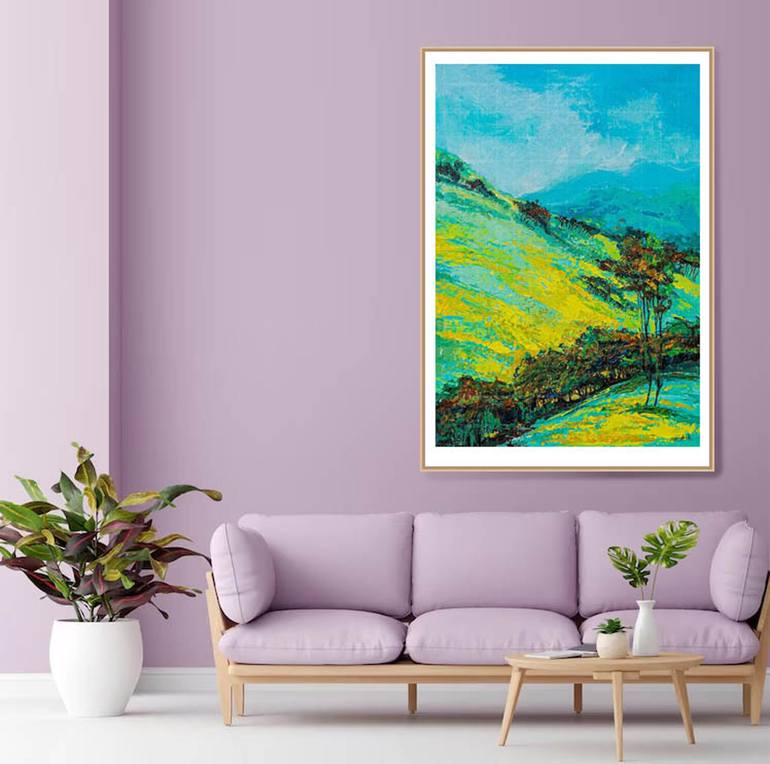 Original Art Deco Nature Painting by Artist Gurdish Pannu
