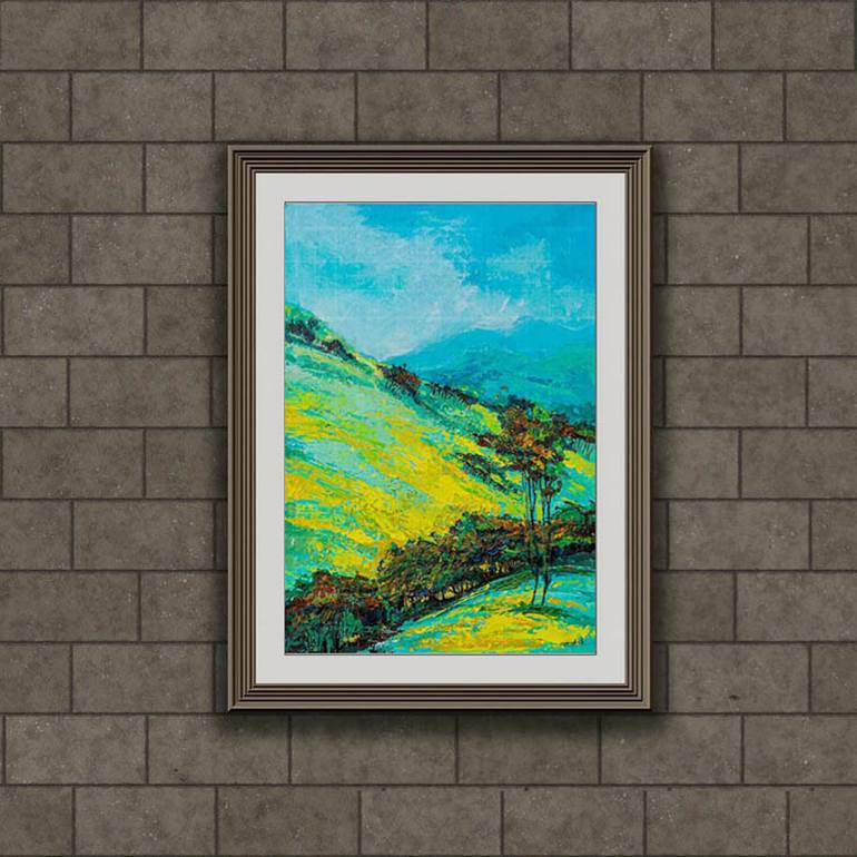 Original Art Deco Nature Painting by Artist Gurdish Pannu
