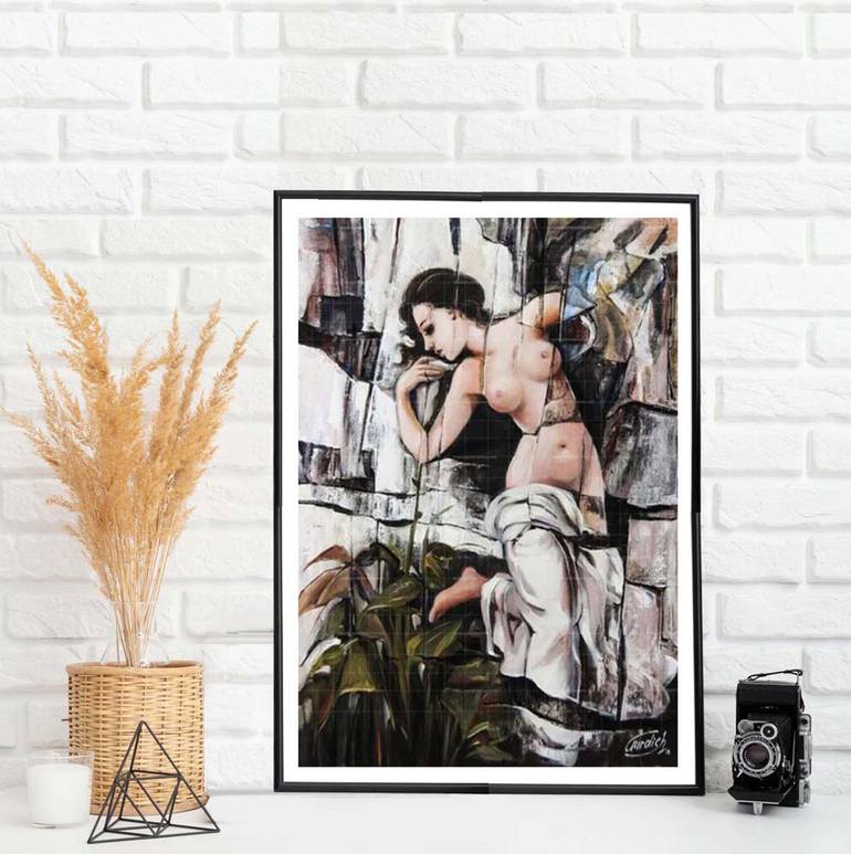 Original Abstract Expressionism Women Painting by Artist Gurdish Pannu