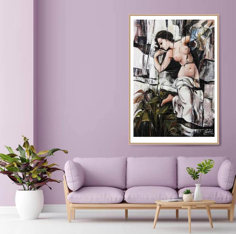 Original Abstract Expressionism Women Painting by Artist Gurdish Pannu