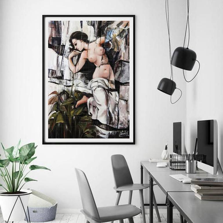 Original Abstract Expressionism Women Painting by Artist Gurdish Pannu