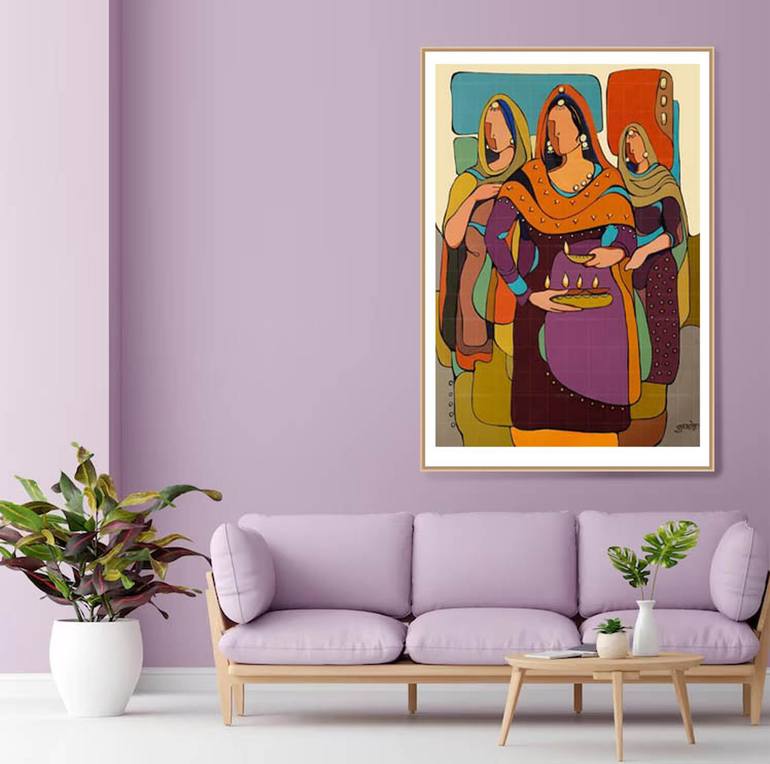 Original Abstract Expressionism Women Painting by Artist Gurdish Pannu