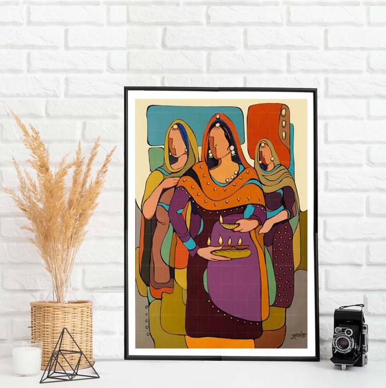 Original Abstract Expressionism Women Painting by Artist Gurdish Pannu