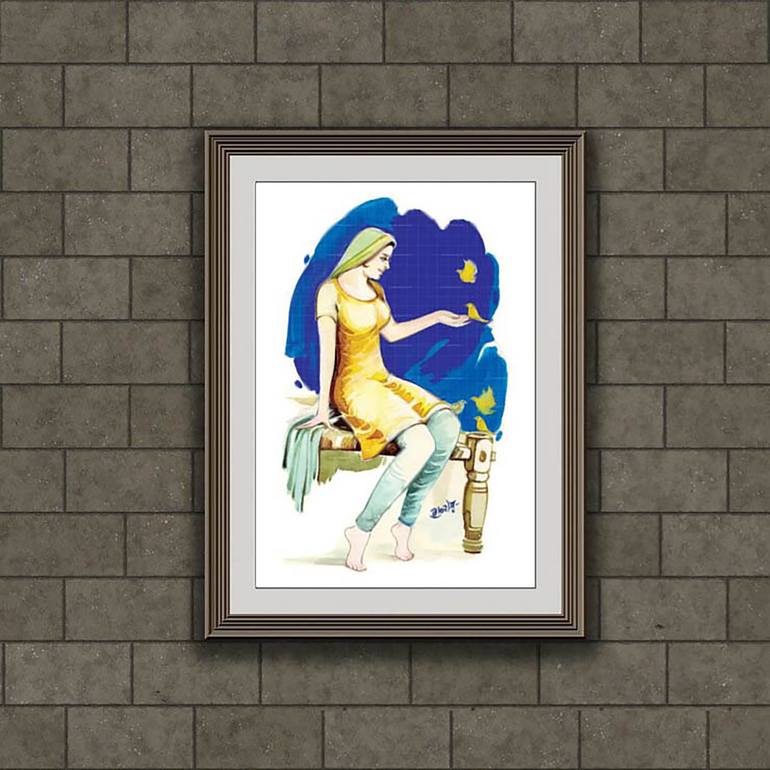 Original Abstract Women Painting by Artist Gurdish Pannu