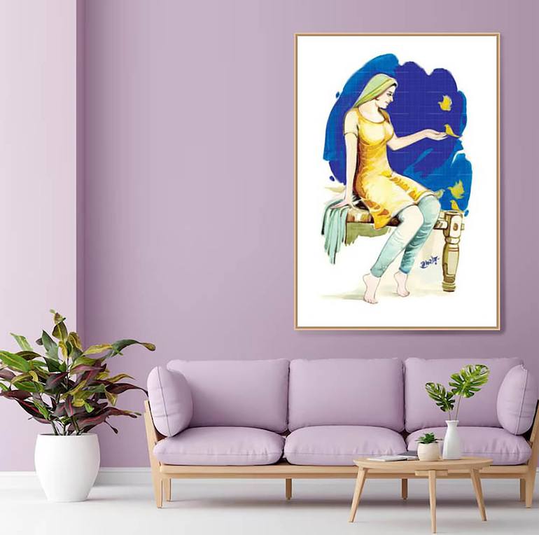 Original Abstract Women Painting by Artist Gurdish Pannu