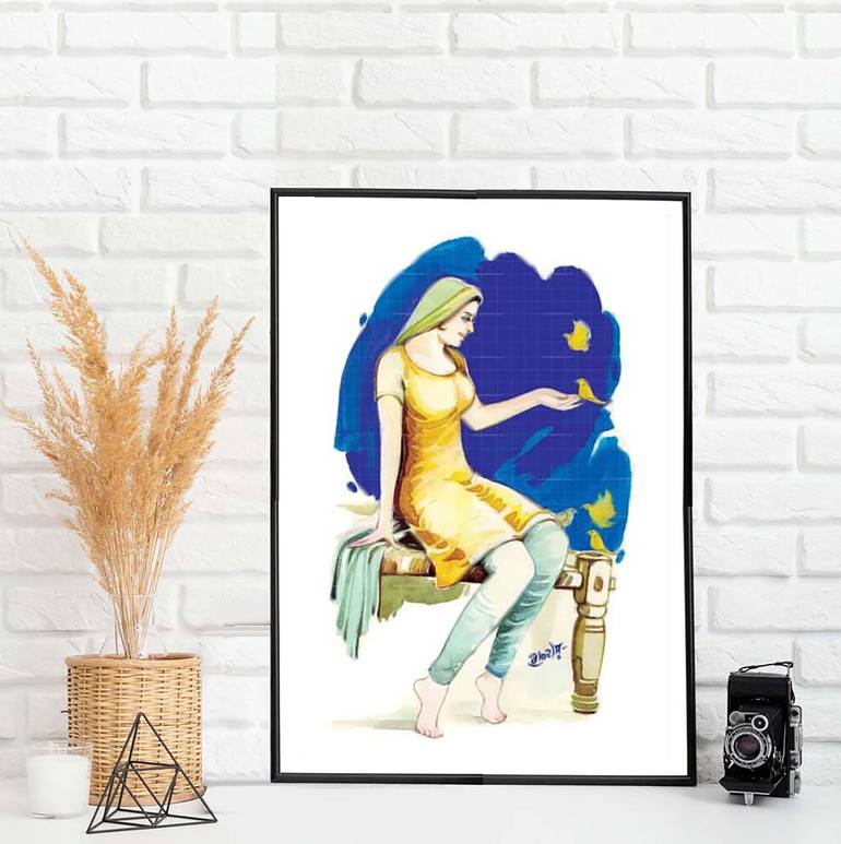 Original Abstract Women Painting by Artist Gurdish Pannu
