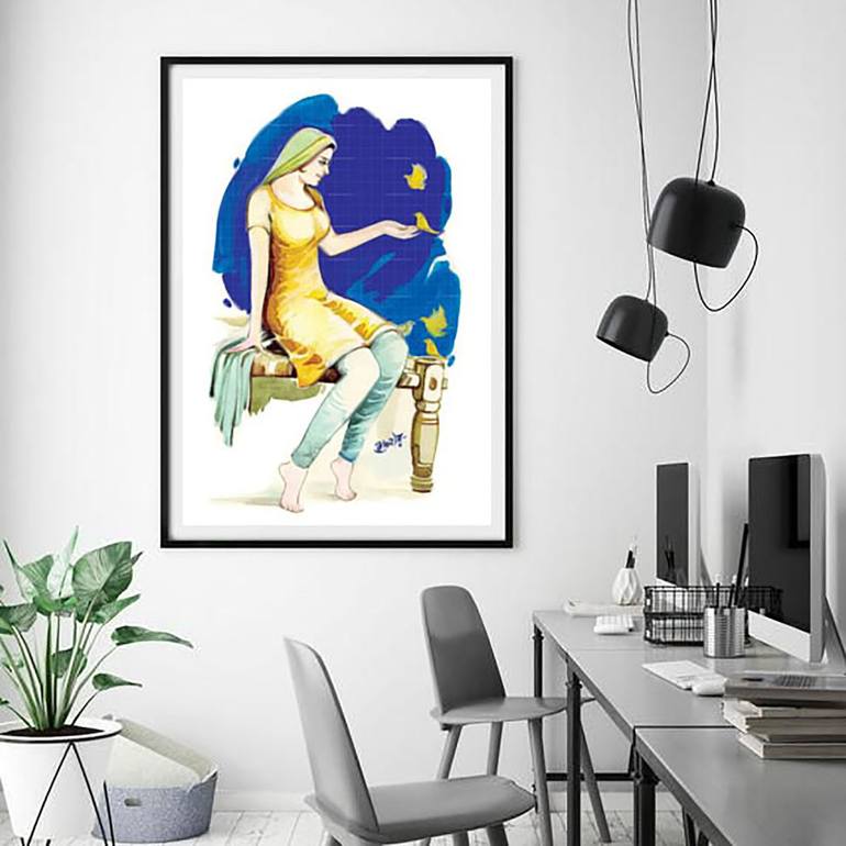 Original Abstract Women Painting by Artist Gurdish Pannu