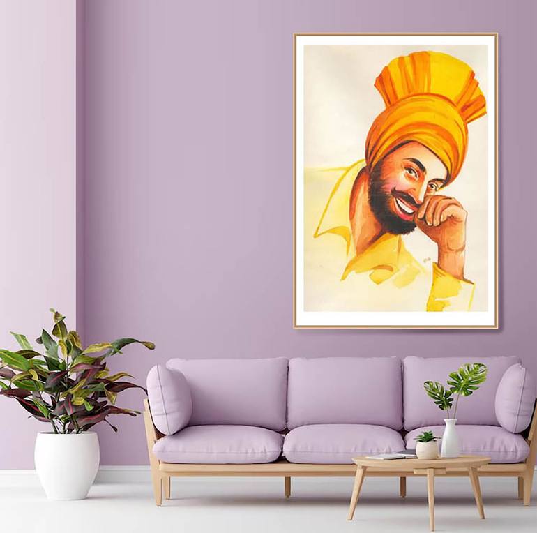 Original Abstract Men Painting by Artist Gurdish Pannu