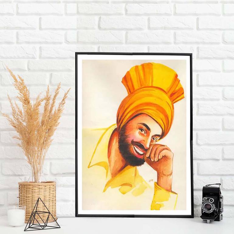 Original Abstract Men Painting by Artist Gurdish Pannu