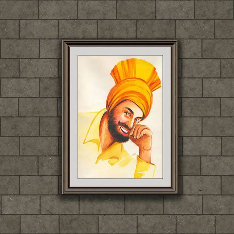 Original Abstract Men Painting by Artist Gurdish Pannu