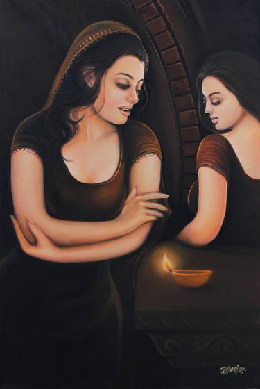 Original Abstract Women Painting by Artist Gurdish Pannu