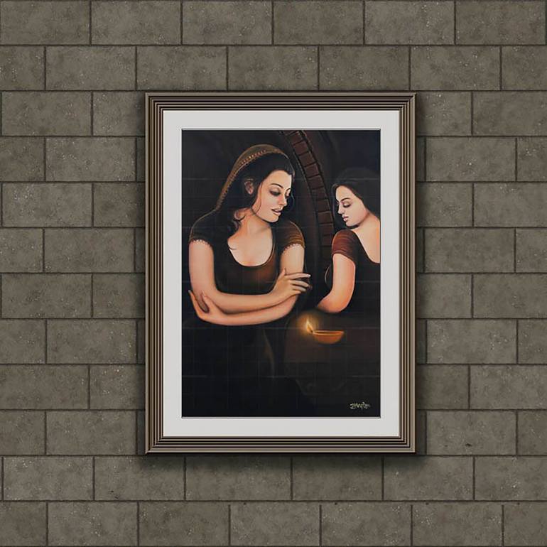 Original Abstract Women Painting by Artist Gurdish Pannu