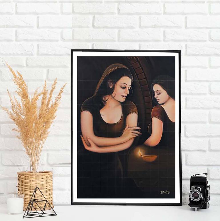 Original Abstract Women Painting by Artist Gurdish Pannu