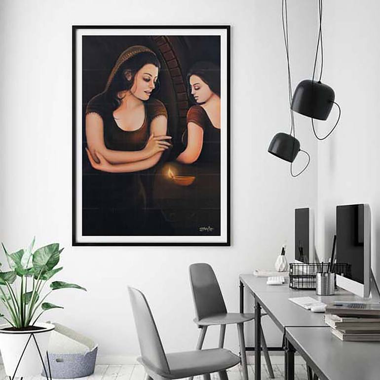 Original Abstract Women Painting by Artist Gurdish Pannu