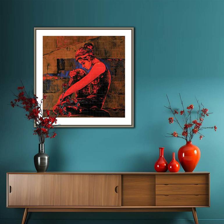 Original Abstract Women Painting by Artist Gurdish Pannu