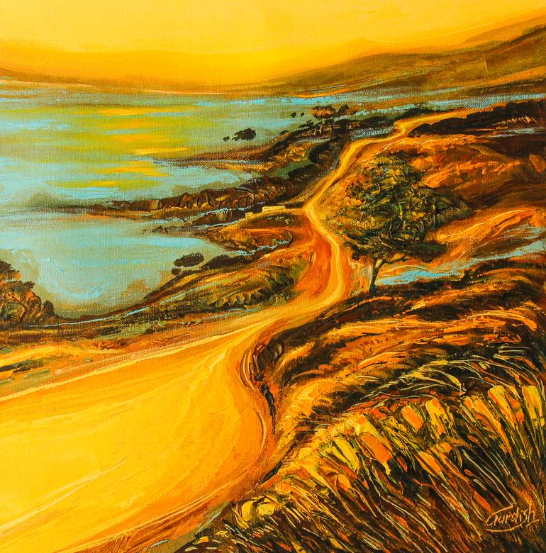 Original Nature Painting by Artist Gurdish Pannu | Abstract Art on Canvas | The Lake Painting