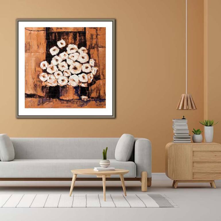 Original Abstract Floral Painting by Artist Gurdish Pannu