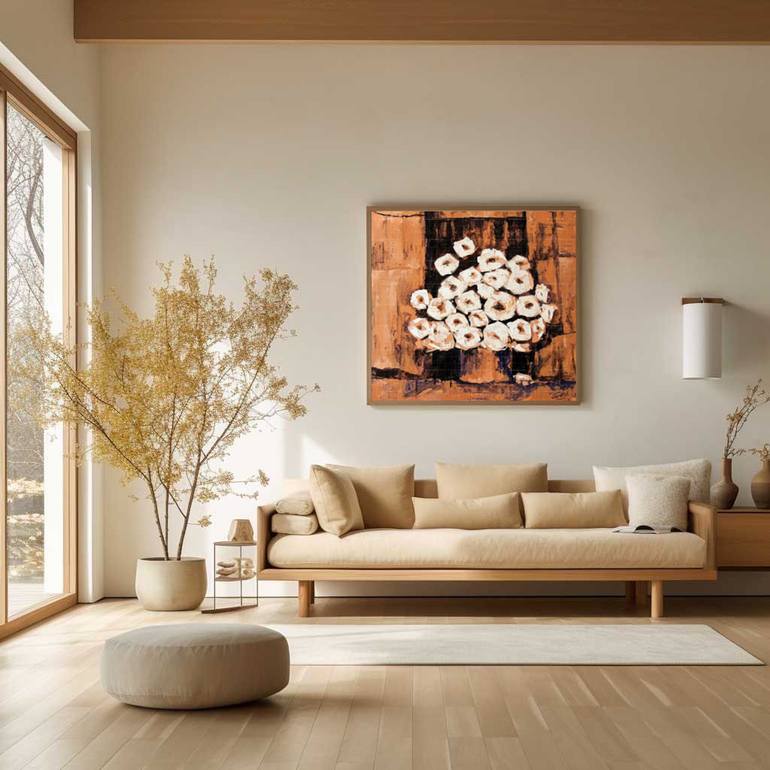 Original Abstract Floral Painting by Artist Gurdish Pannu