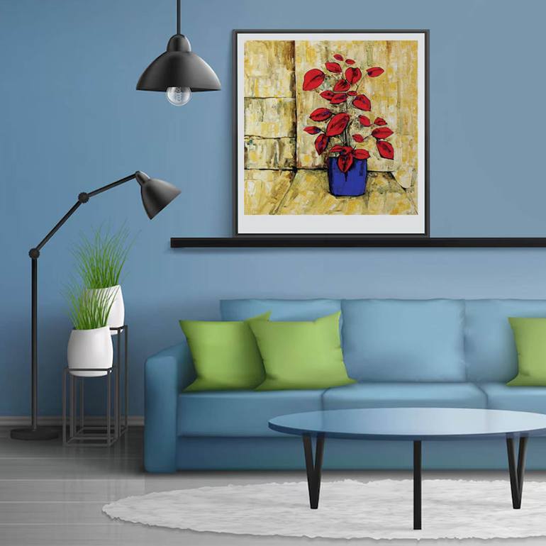 Original Abstract Floral Painting by Artist Gurdish Pannu