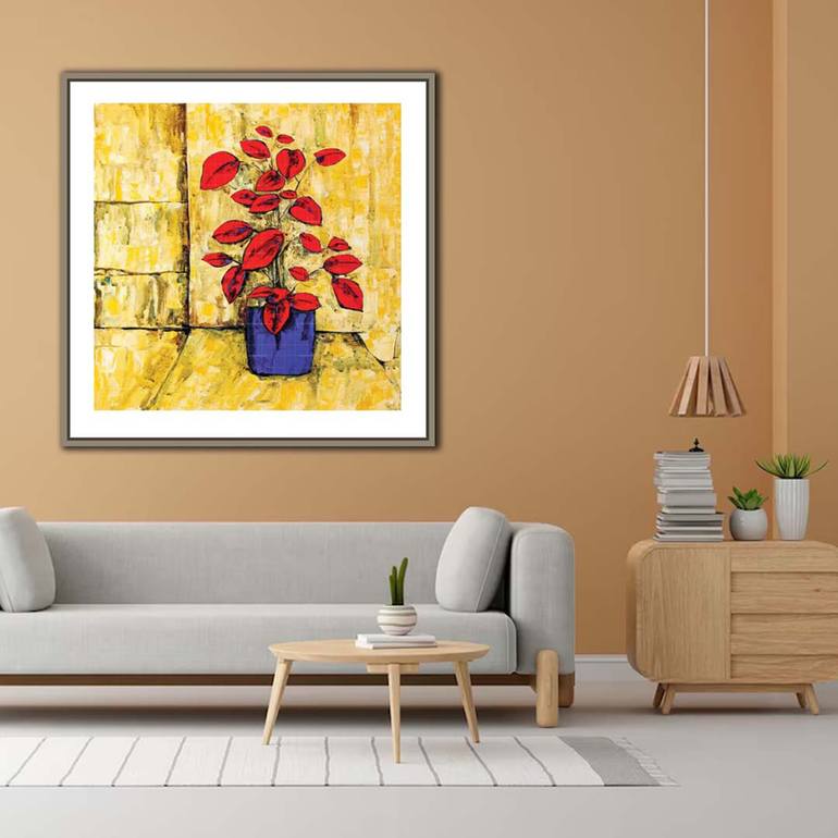 Original Abstract Floral Painting by Artist Gurdish Pannu