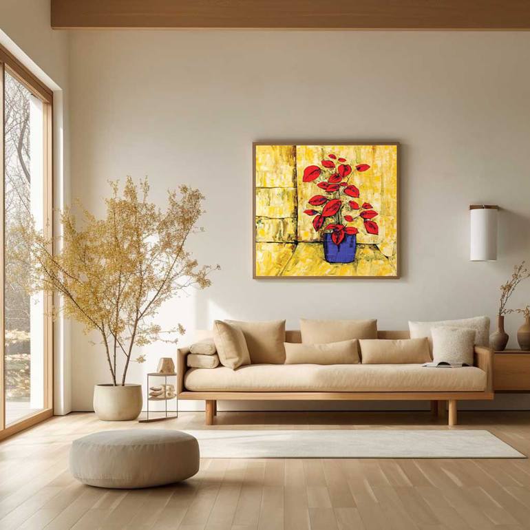 Original Abstract Floral Painting by Artist Gurdish Pannu