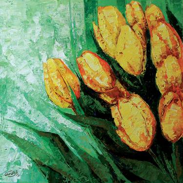 Original Abstract Floral Paintings by Artist Gurdish Pannu