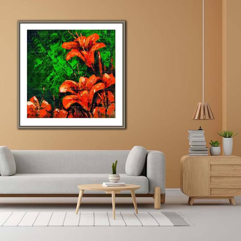 Original Abstract Floral Painting by Artist Gurdish Pannu