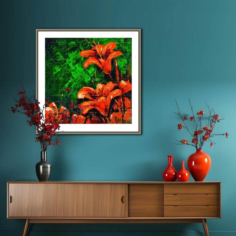 Original Abstract Floral Painting by Artist Gurdish Pannu