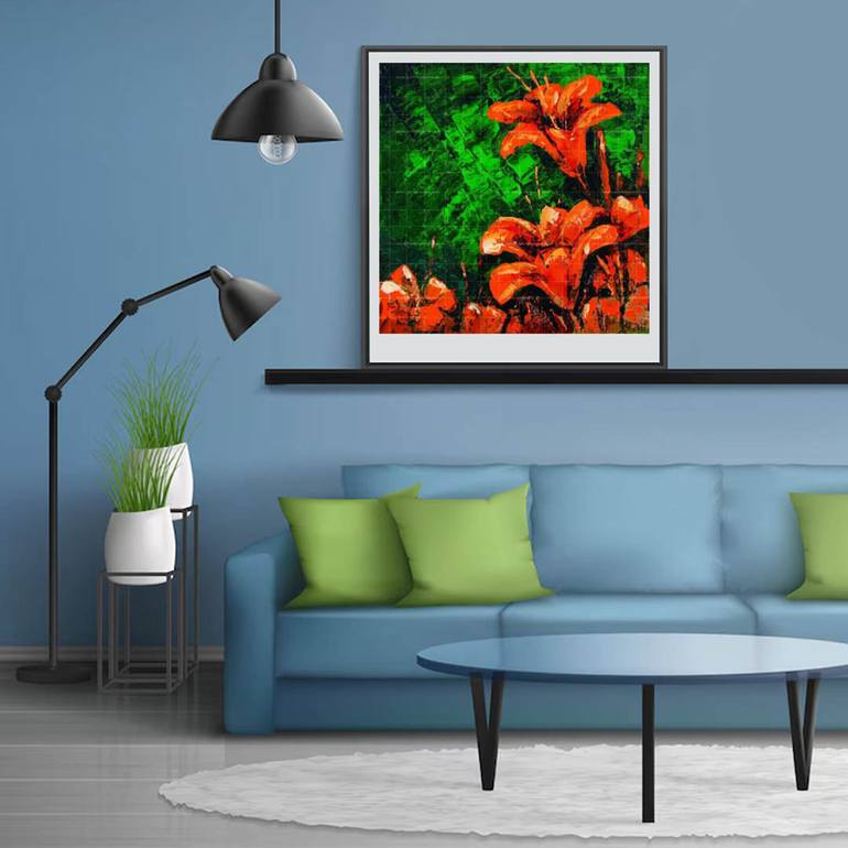 Original Abstract Floral Painting by Artist Gurdish Pannu