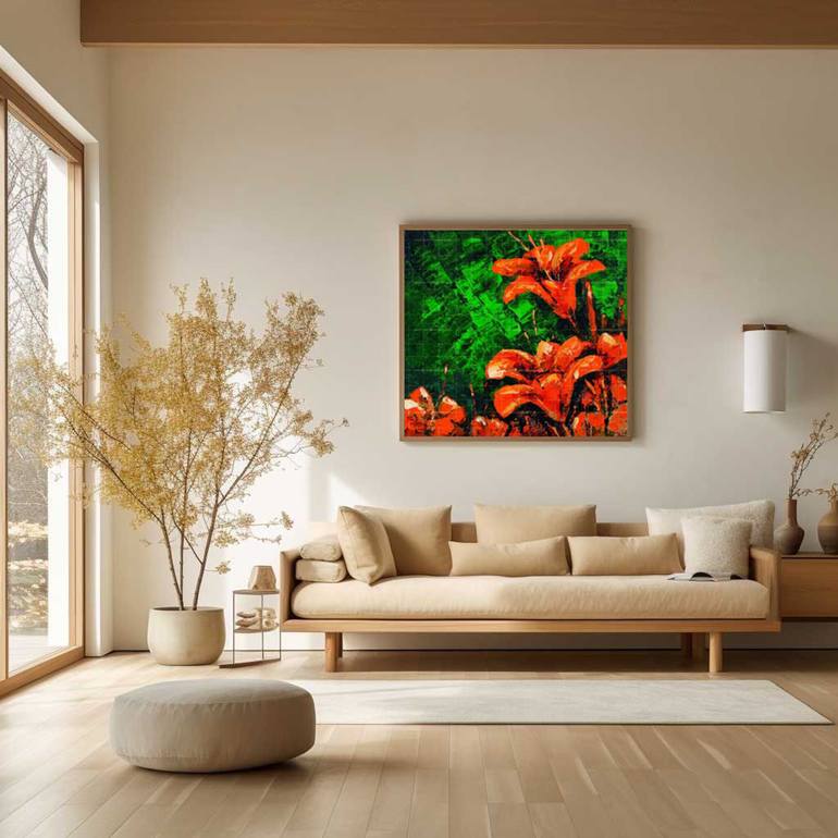 Original Abstract Floral Painting by Artist Gurdish Pannu