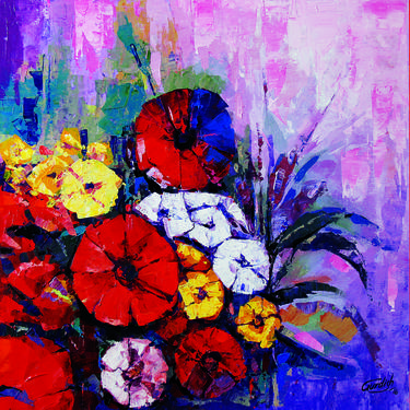 Print of Floral Paintings by Artist Gurdish Pannu