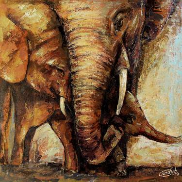 Original Abstract Animal Paintings by Artist Gurdish Pannu