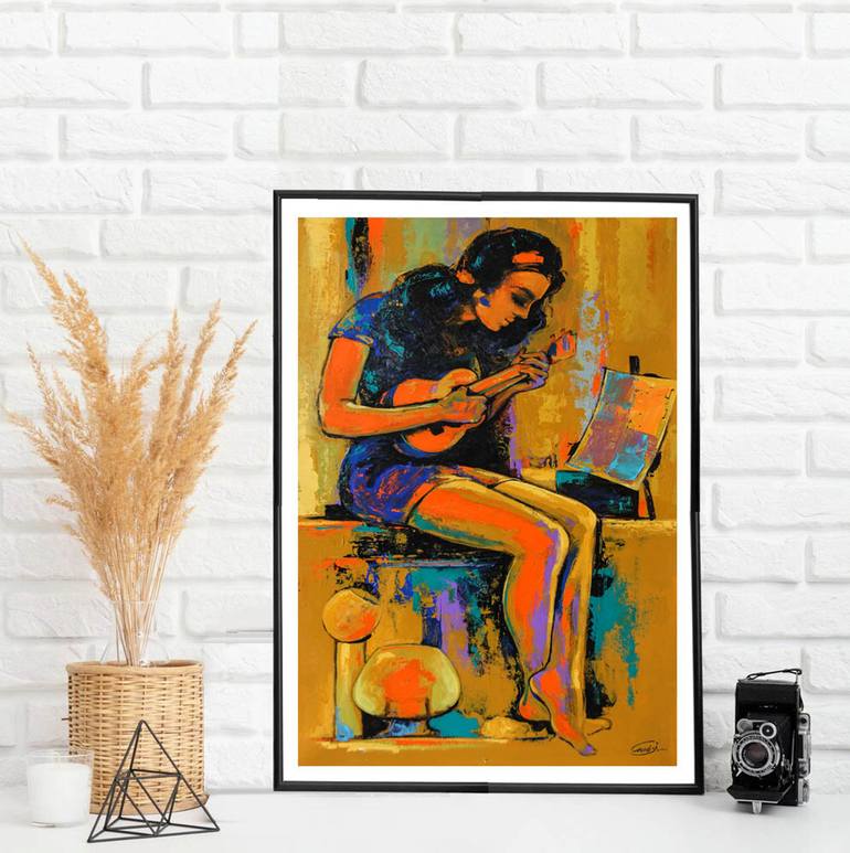 Original Abstract Music Painting by Artist Gurdish Pannu