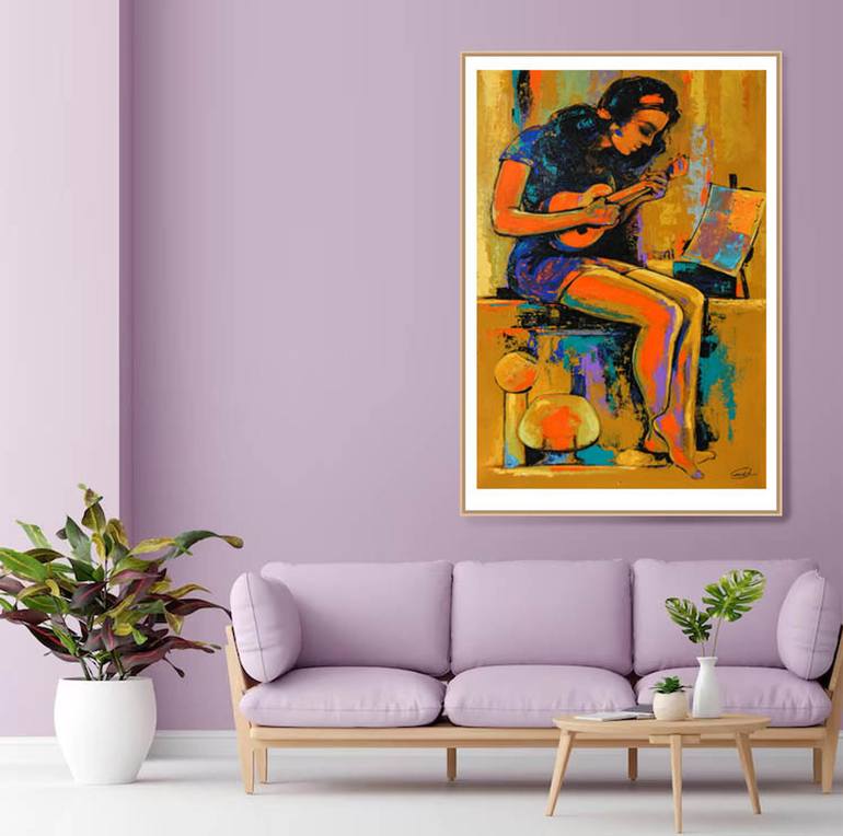 Original Abstract Music Painting by Artist Gurdish Pannu