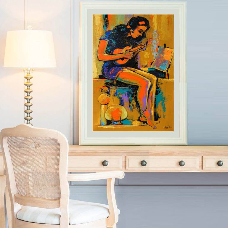 Original Abstract Music Painting by Artist Gurdish Pannu