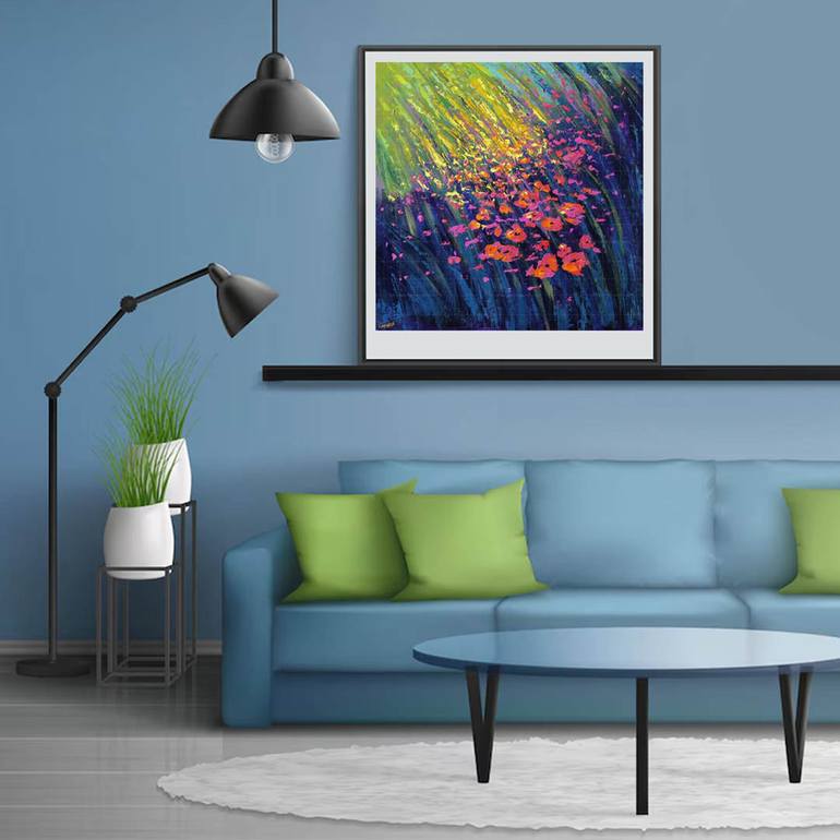 Original Abstract Floral Painting by Artist Gurdish Pannu