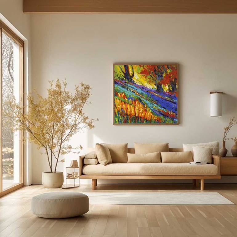 Original Abstract Garden Painting by Artist Gurdish Pannu