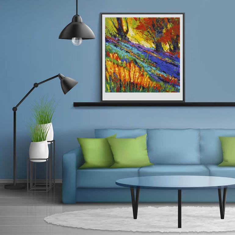 Original Abstract Garden Painting by Artist Gurdish Pannu