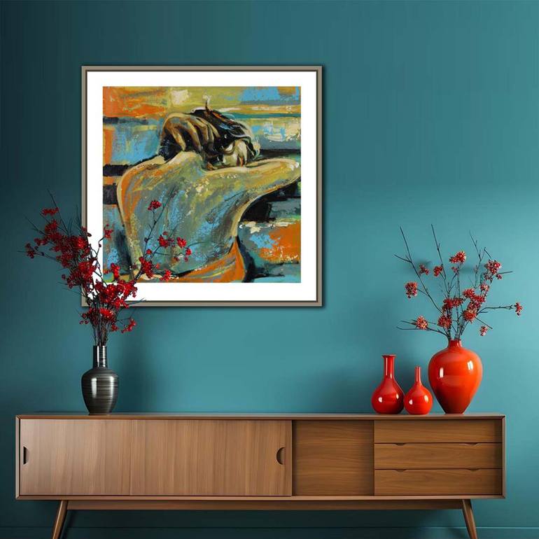 Original Abstract Expressionism Women Painting by Artist Gurdish Pannu