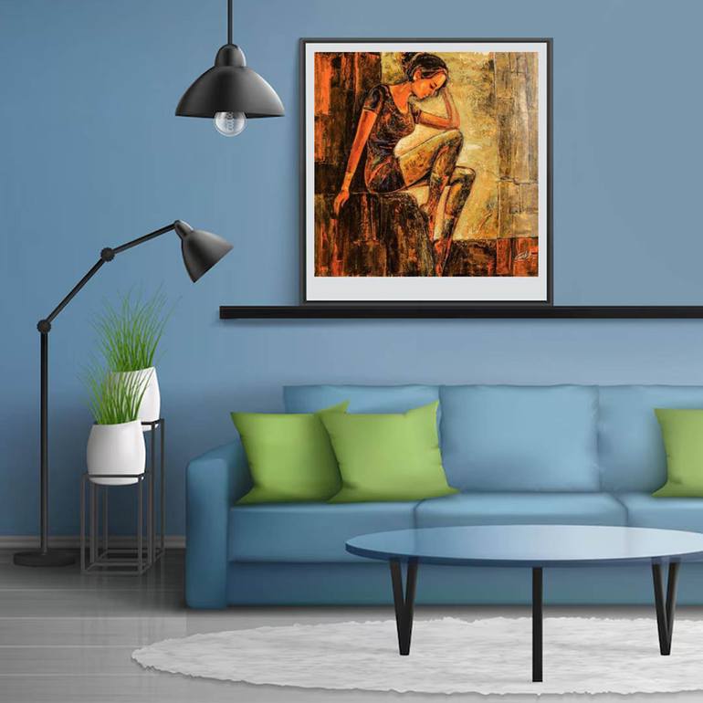 Original Abstract Women Painting by Artist Gurdish Pannu