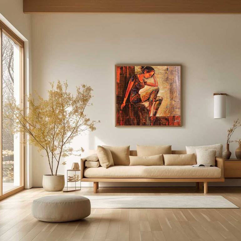 Original Abstract Women Painting by Artist Gurdish Pannu
