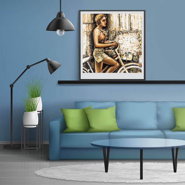 Original Realism Bicycle Painting by Artist Gurdish Pannu