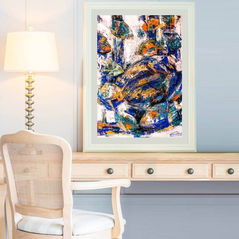 Original Abstract Beach Painting by Artist Gurdish Pannu
