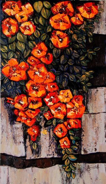 Print of Modern Floral Paintings by Artist Gurdish Pannu