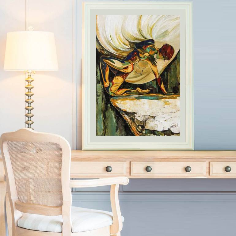 Original Abstract Expressionism Love Painting by Artist Gurdish Pannu