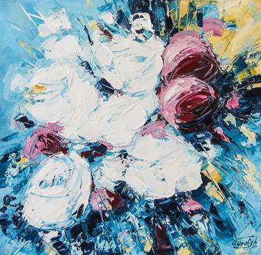 Original Abstract Floral Paintings by Artist Gurdish Pannu