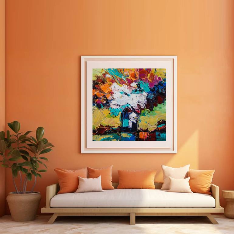 Original Abstract Expressionism Floral Painting by Artist Gurdish Pannu