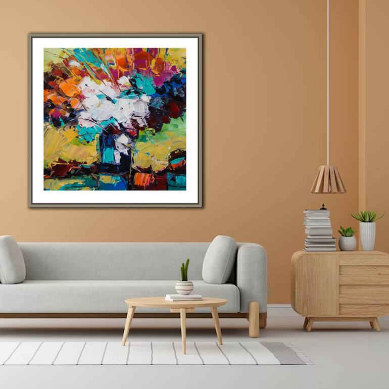 Original Abstract Expressionism Floral Painting by Artist Gurdish Pannu